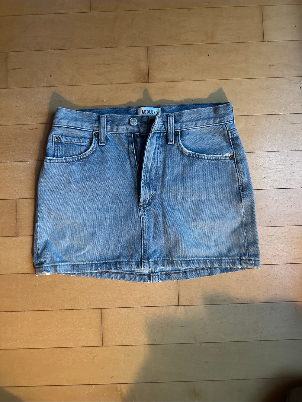 Agolde Faded Light Blue Denim Mini Skirt in Sz 23